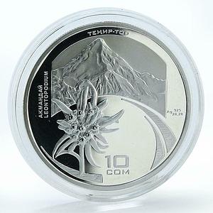 Kyrgyzstan 10 Som International Year of the Mountains Edelweiss silver coin 2002