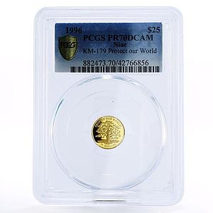 Niue 25 dollars Protect Our World Tree PR70 PCGS proof gold coin 1996