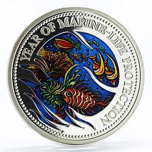 Palau 5 dollars Marine Life Protection series Multicolor Fish silver coin 1992