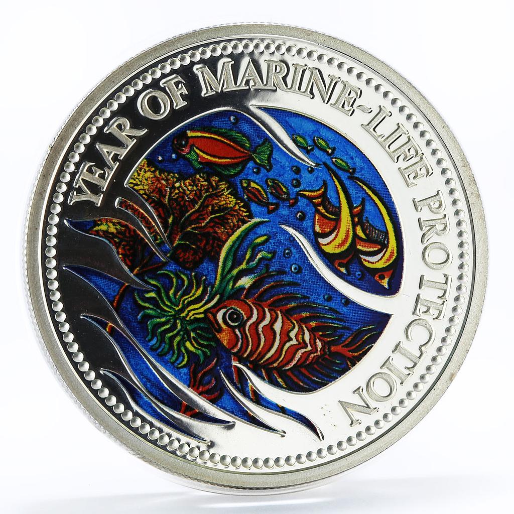 Palau 5 dollars Marine Life Protection series Multicolor Fish silver coin 1992