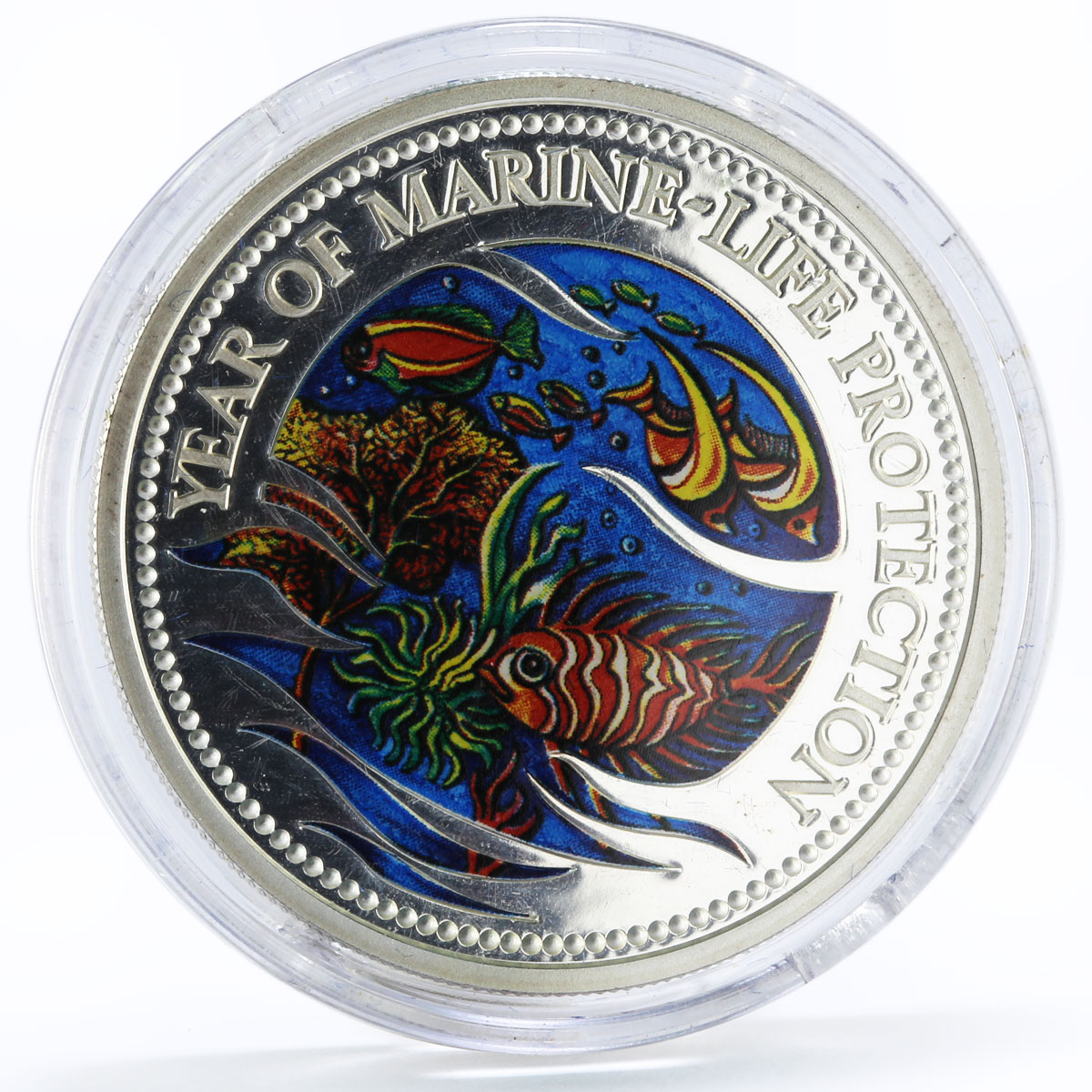 Palau 5 dollars Marine Life Protection series Multicolor Fish silver coin 1992