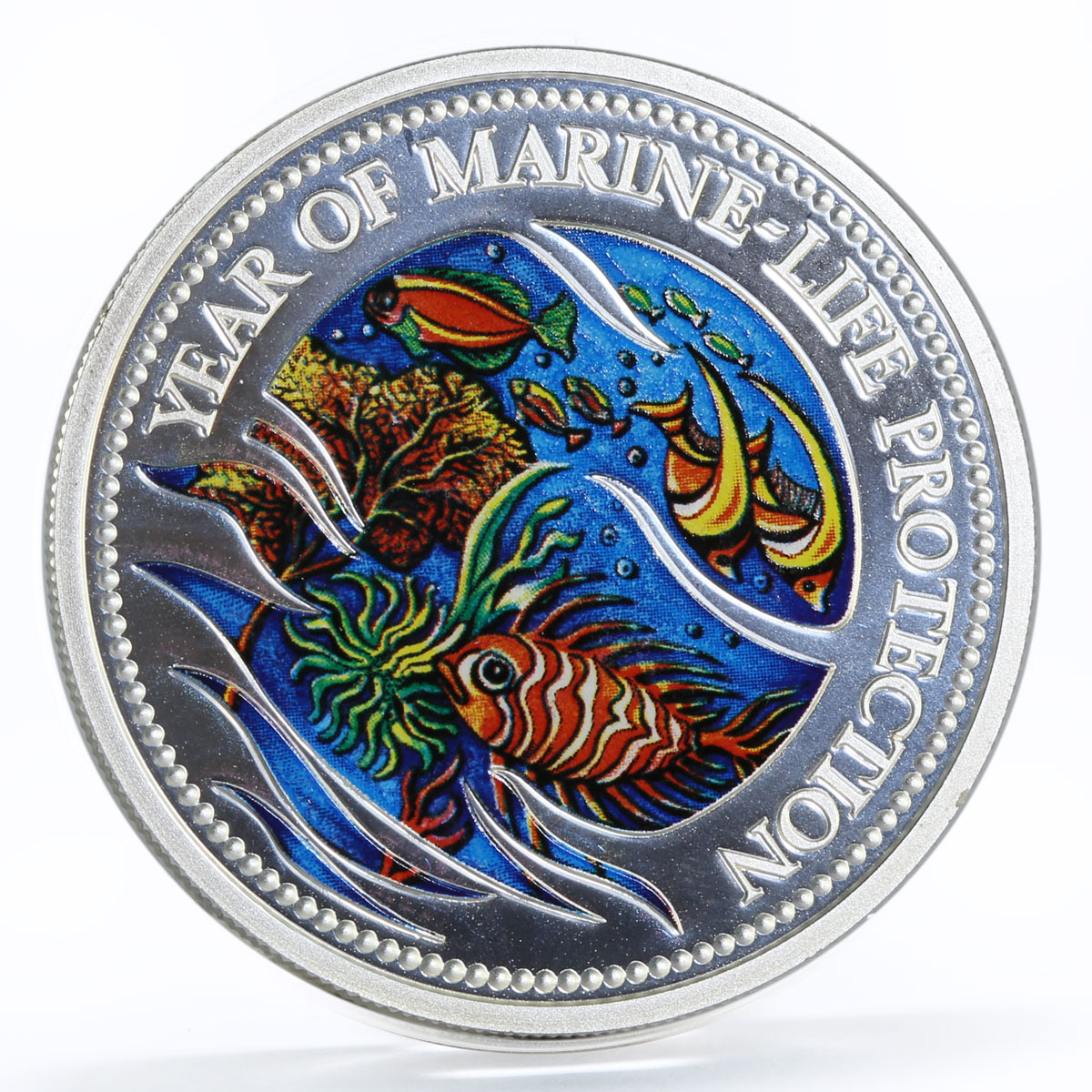 Palau 5 dollars Marine Life Protection series Multicolor Fish silver coin 1992