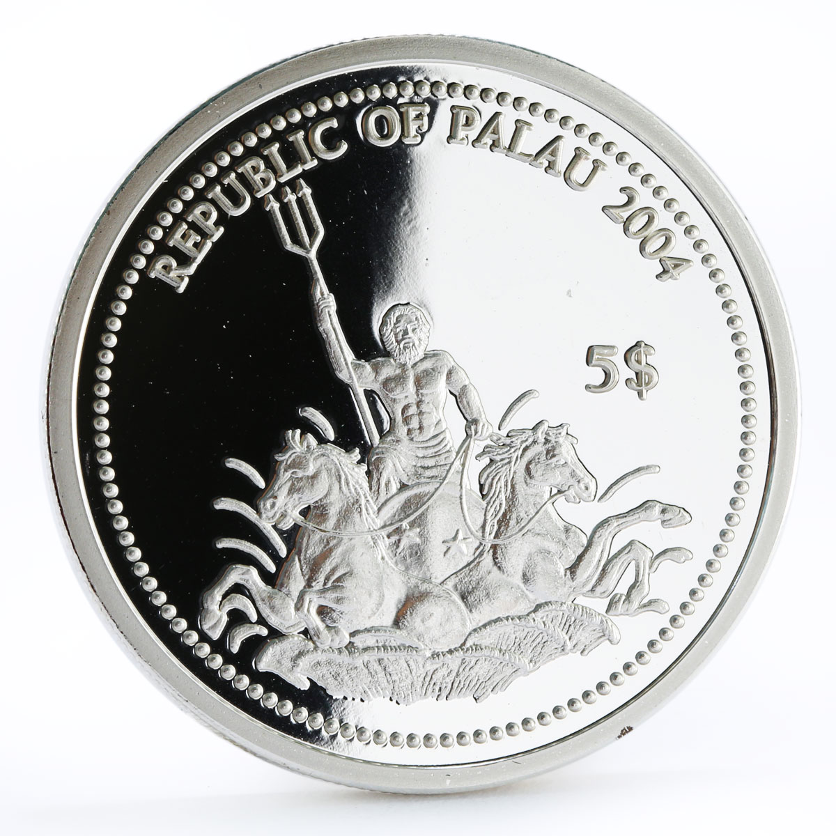 Palau 5 dollars Marine Life Protection series Loggerhead Turtle silver coin 2004