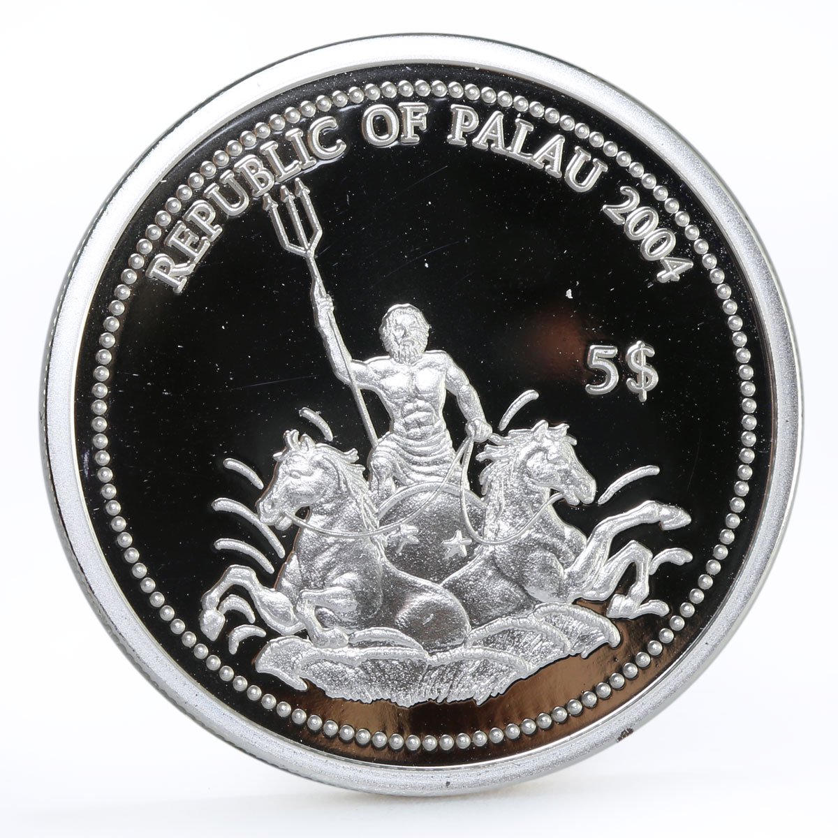 Palau 5 dollars Marine Life Protection series Loggerhead Turtle silver coin 2004