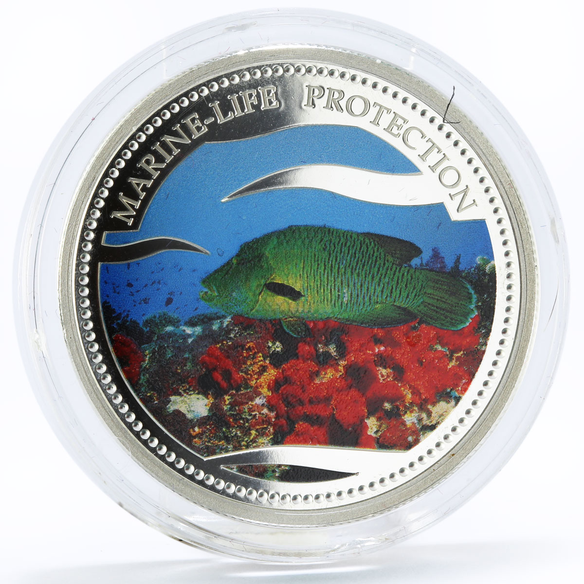 Palau 5 dollars Marine Life Protection series Napoleon Fish silver coin 2003