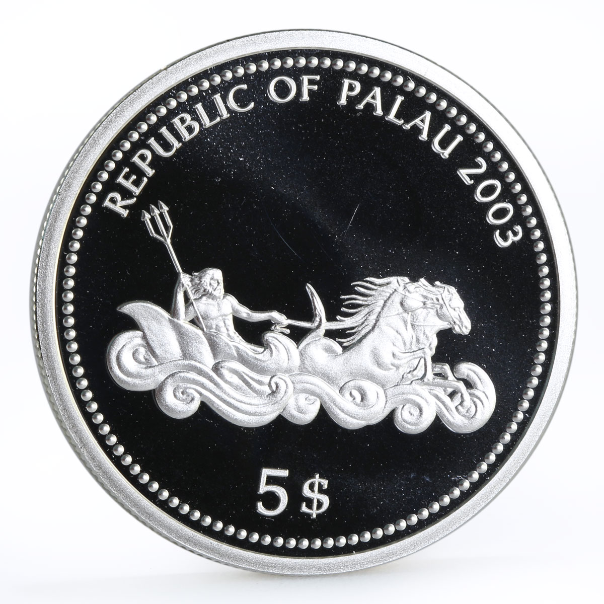 Palau 5 dollars Marine Life Protection series Napoleon Fish silver coin 2003