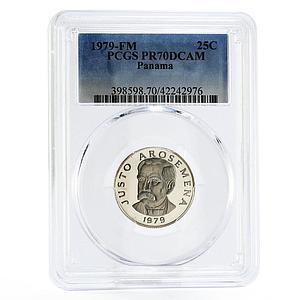 Panama 25 centesimos Statesman Justo Arosemena PR70 PCGS proof nickel coin 1979
