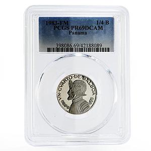 Panama 1/4 balboa Explorer Vasco Nunez de Balboa PR69 PCGS CuNi coin 1983