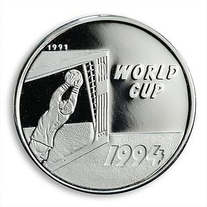 Laos 50 kips FIFA World Cup in the US Football 1994 silver coin 1991