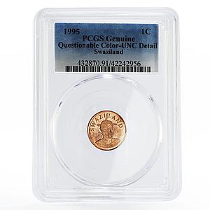 Swaziland 1 cent Pineapple and Man UNC Detail PCGS bronze coin 1995