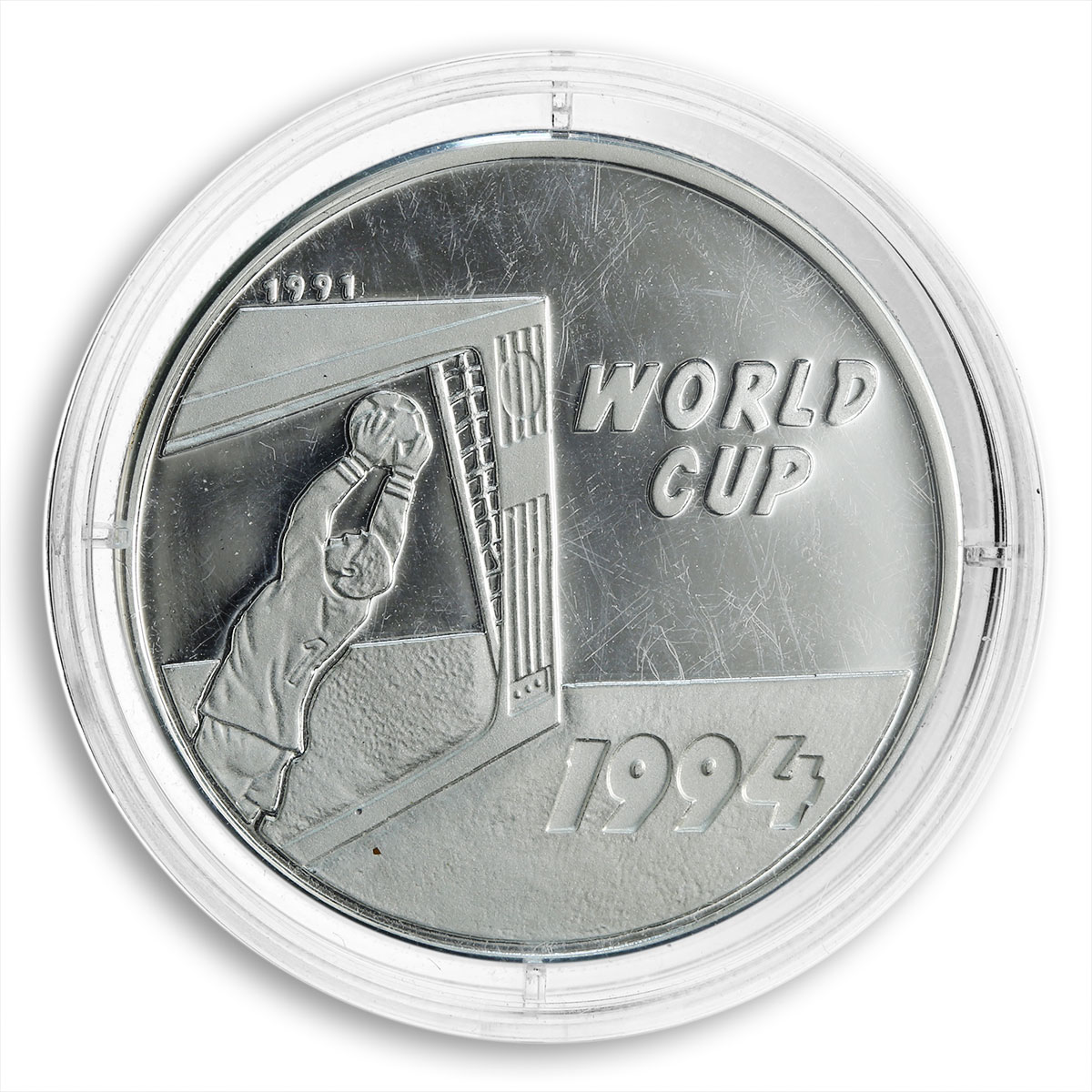 Laos 50 kips the FIFA World Cup in the United States 1994 silver coin 1991