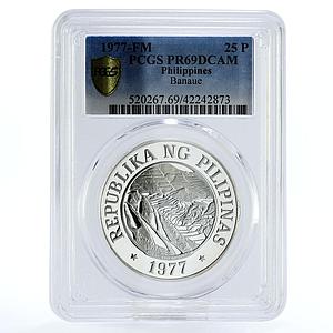 Philippines 25 piso Banaue Rice Fields PR69 PCGS silver coin 1977