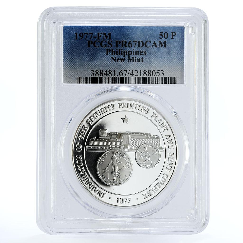 Philippines 50 pisos Inauguration of New Mint PR67 PCGS silver coin 1977