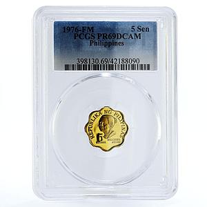 Philippines 5 sentimos Revolutionairy Melchora Aguino PR69 PCGS copper coin 1976