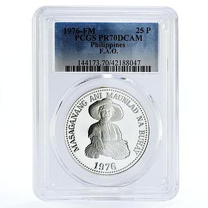 Philippines 25 piso FAO Food Day Woman Holding Grain PR70 PCGS silver coin 1976