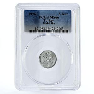 Turkey 5 kurus Oak Branch MS66 PCGS aluminium coin 1976