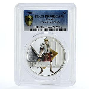 Tuvalu 1 dollar Great Warriors series Roman Legionary PR70 PCGS silver coin 2010