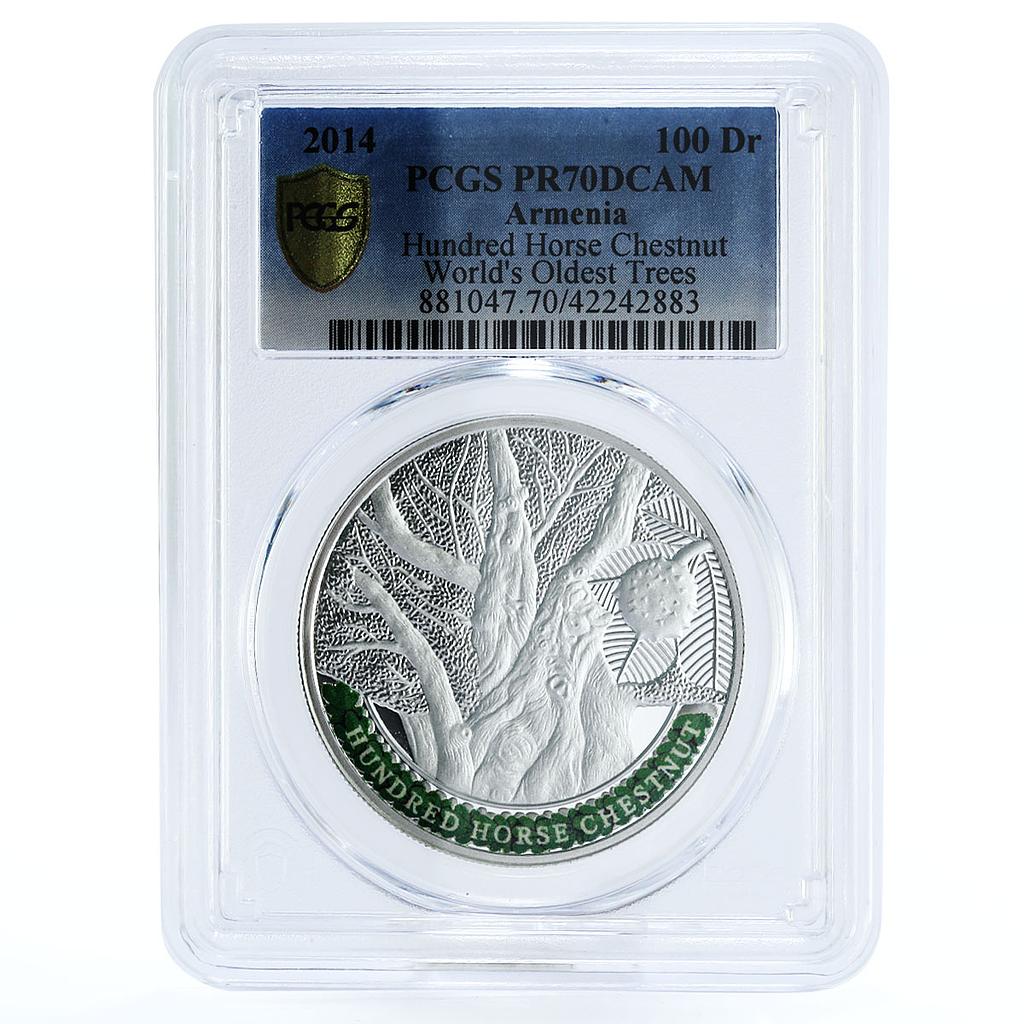 Armenia 100 dram Hundred Horse Chestnut Italy PR70 PCGS colored silver coin 2014