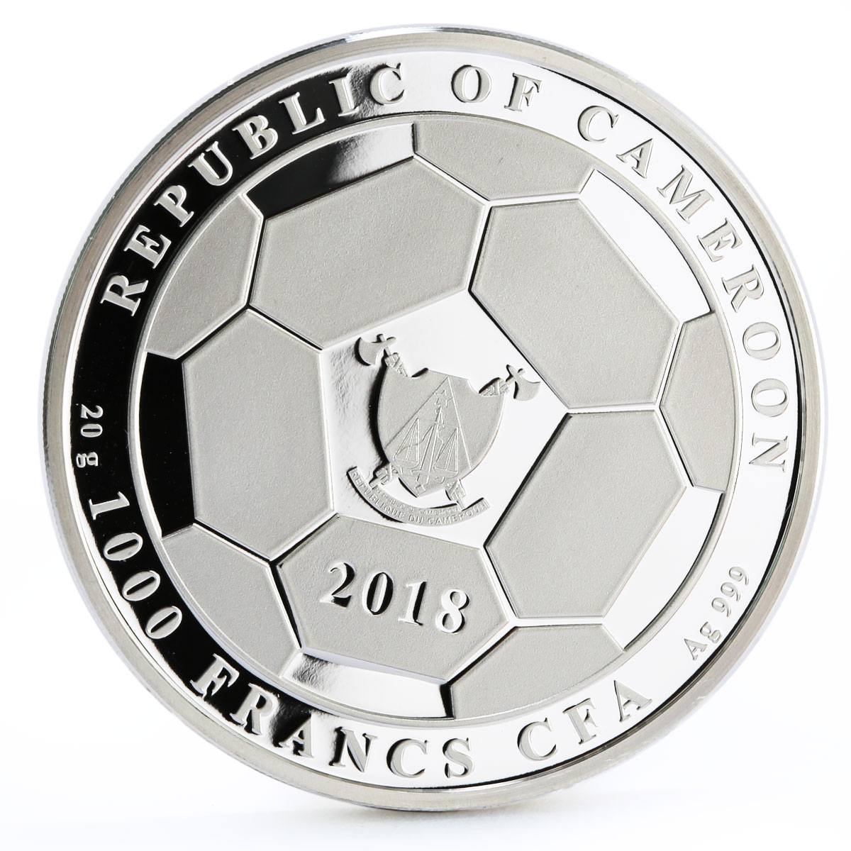 Cameroon 1000 francs Train of Winnings series Football colored silver coin 2018