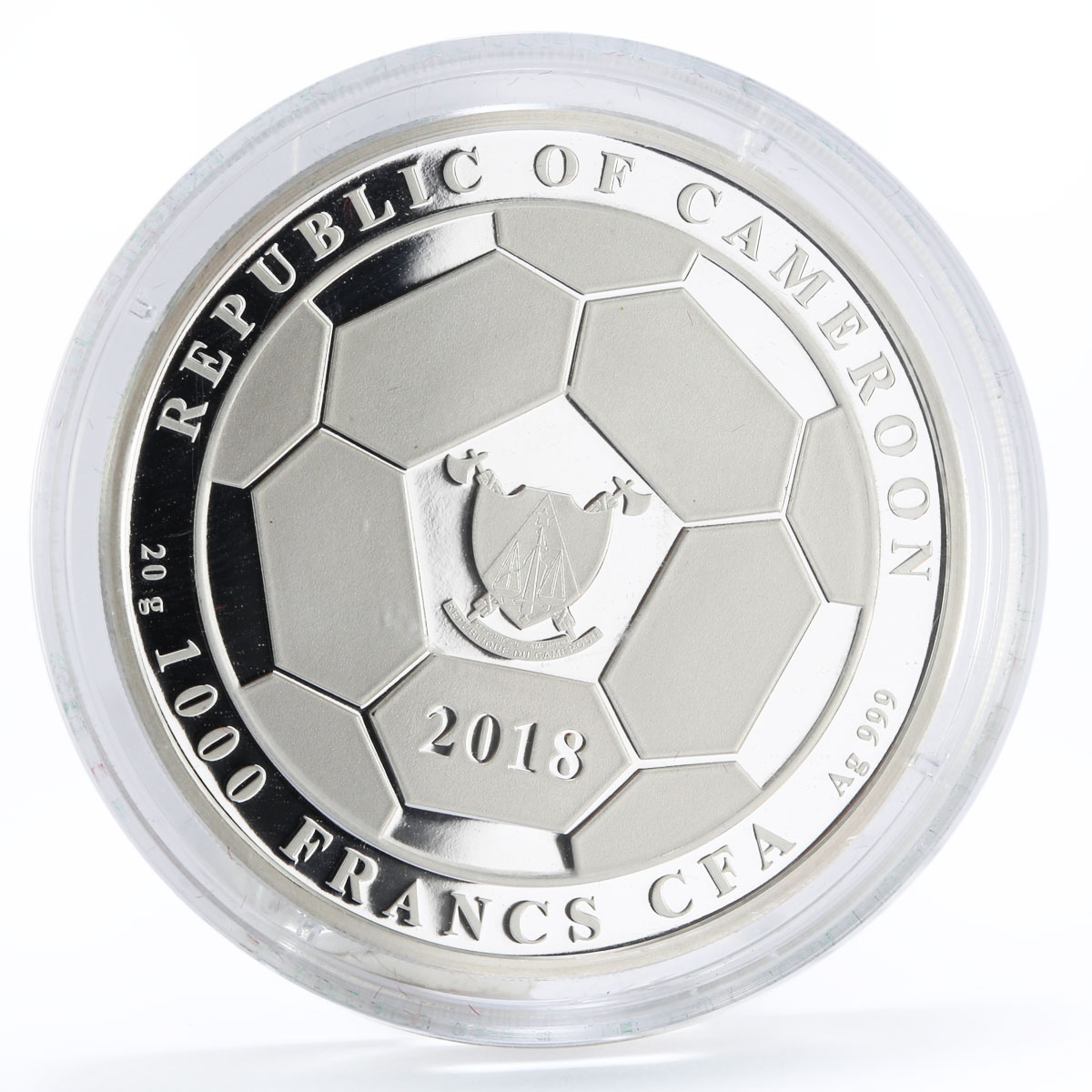 Cameroon 1000 francs Train of Winnings series Football colored silver coin 2018