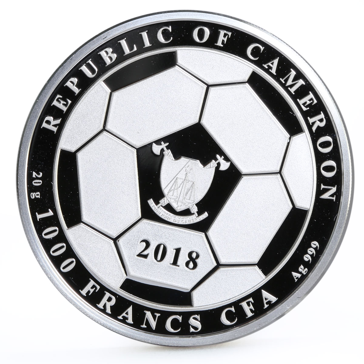 Cameroon 1000 francs Train of Winnings series Football colored silver coin 2018