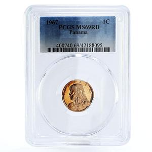 Panama 1 centesimo Urraca MS69 PCGS bronze coin 1967