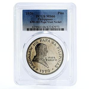 Philippines 1 piso Pope Paul VI Visit MS66 PCGS nickel coin 1970