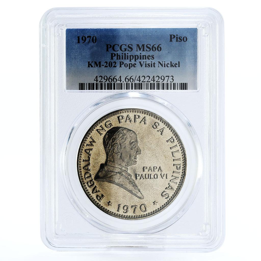 Philippines 1 piso Pope Paul VI Visit MS66 PCGS nickel coin 1970