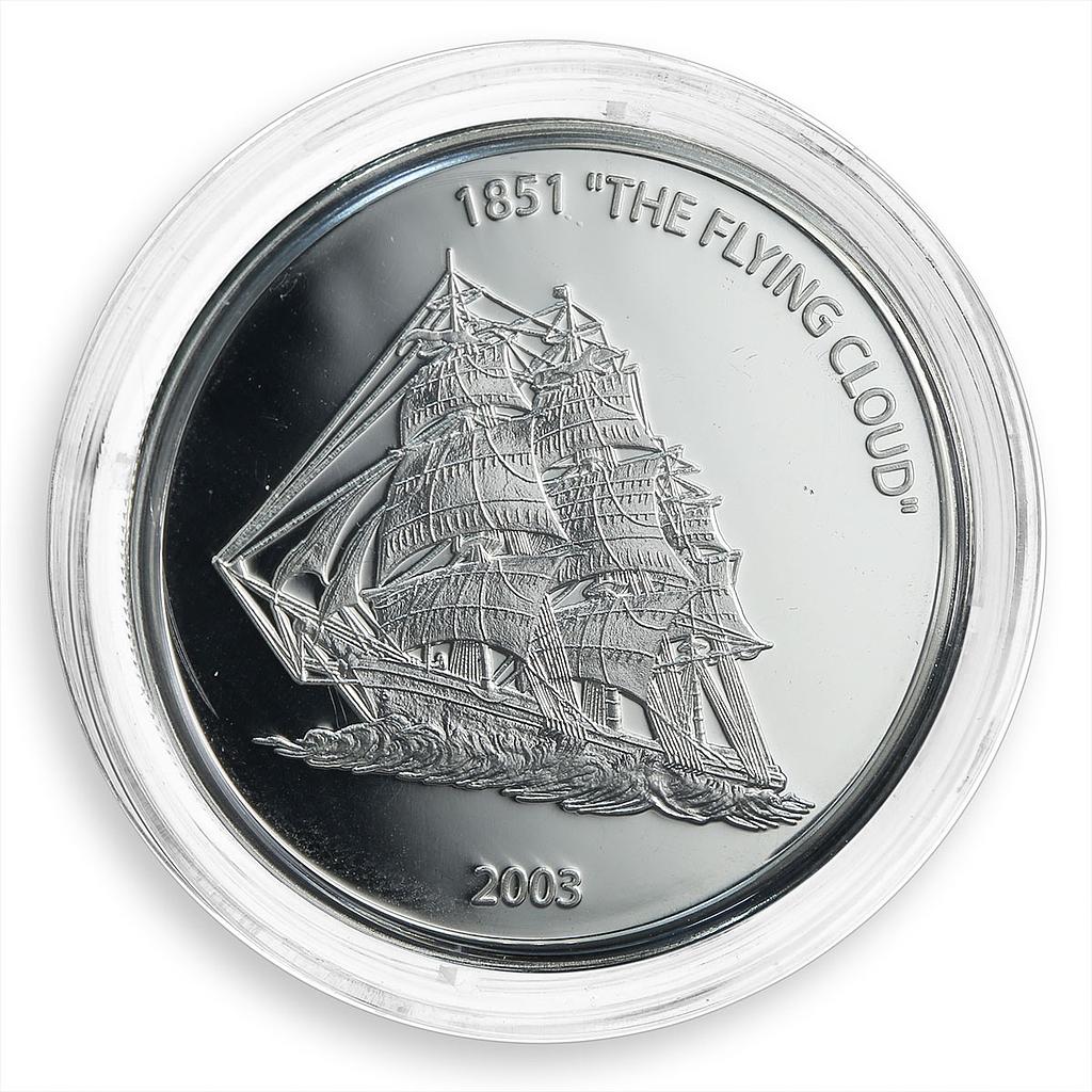 Liberia 10 dollars Seafaring The Flying Ship Cloud Clipper silver coin 2003