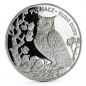 Poland 20 zlotych Endangered Wildlife Eagle Owl Bird Fauna silver coin 2005