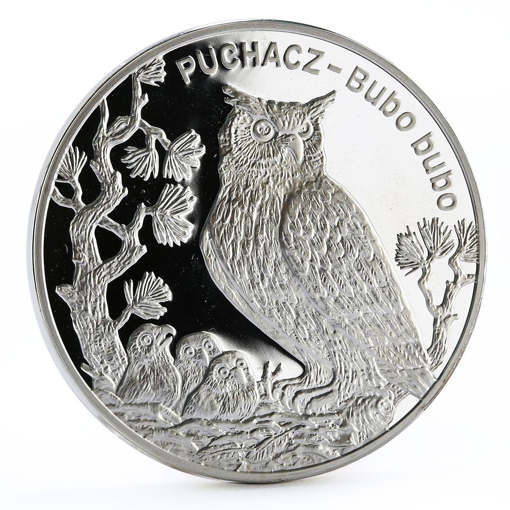 Poland 20 zlotych Endangered Wildlife Eagle Owl Bird Fauna silver coin 2005
