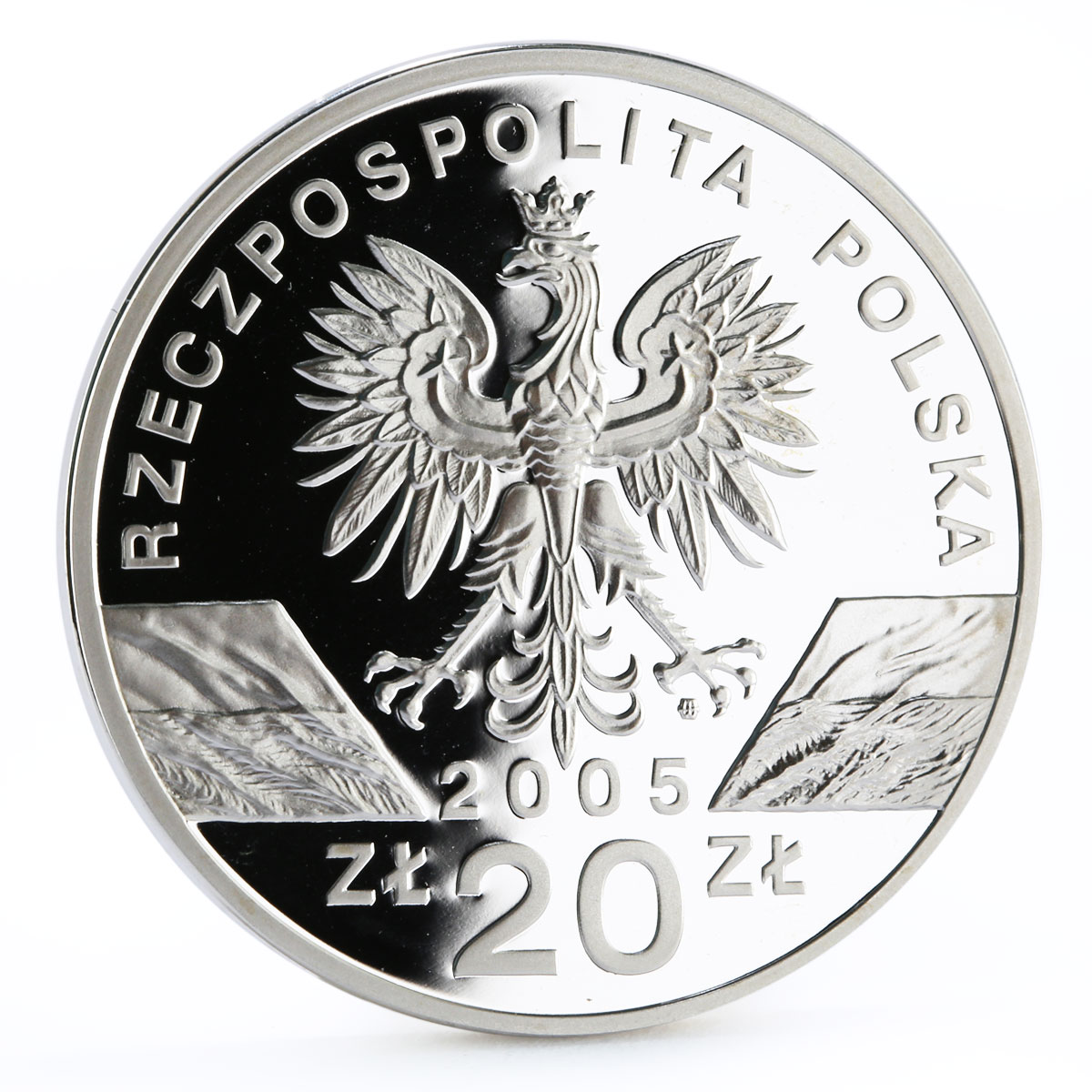 Poland 20 zlotych Endangered Wildlife series Eagle Owl proof silver coin 2005