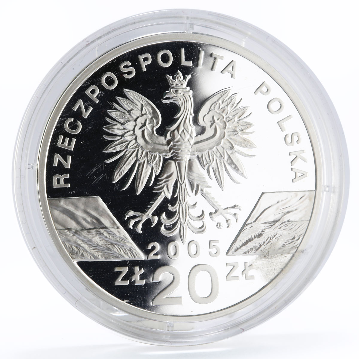 Poland 20 zlotych Endangered Wildlife series Eagle Owl proof silver coin 2005