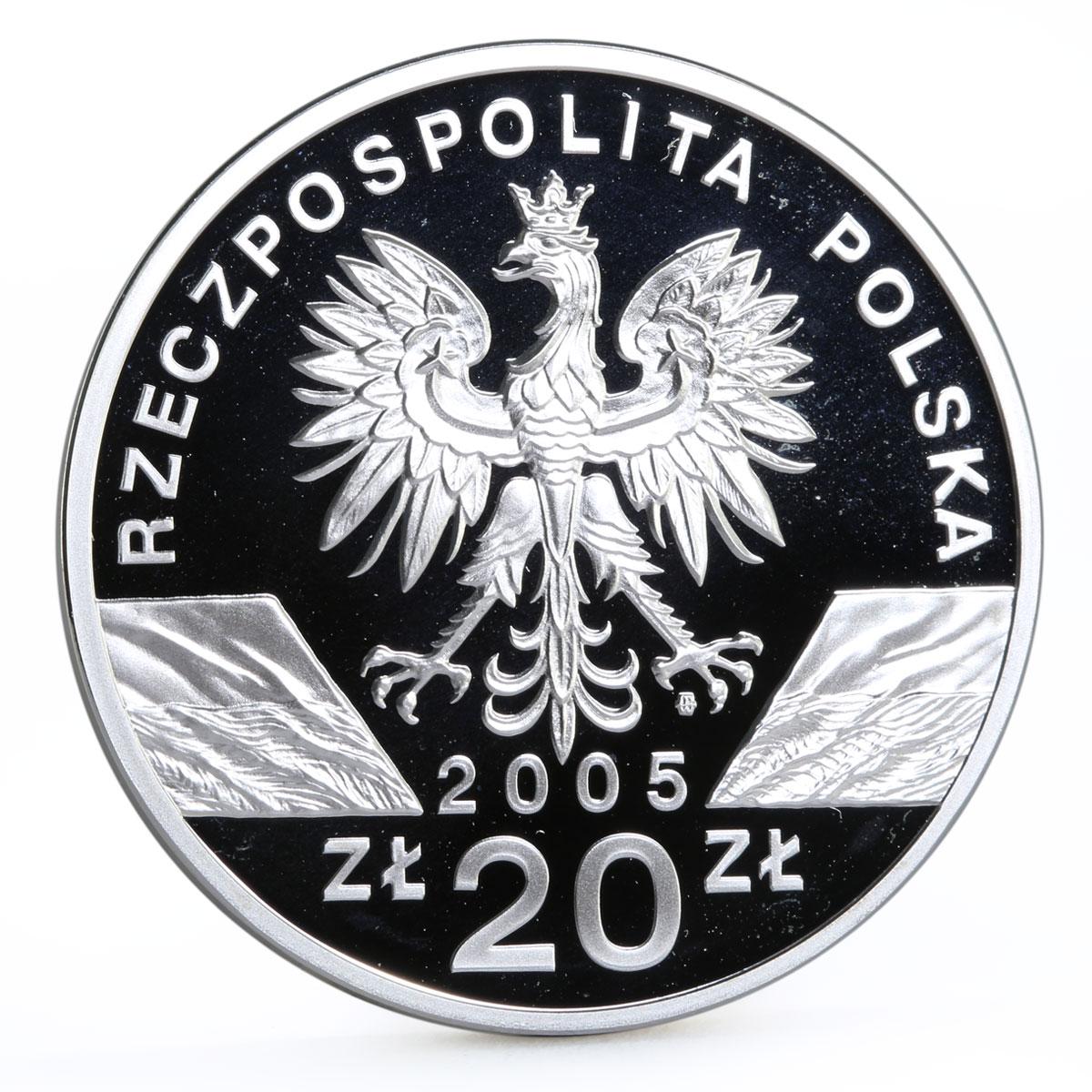 Poland 20 zlotych Endangered Wildlife series Eagle Owl proof silver coin 2005