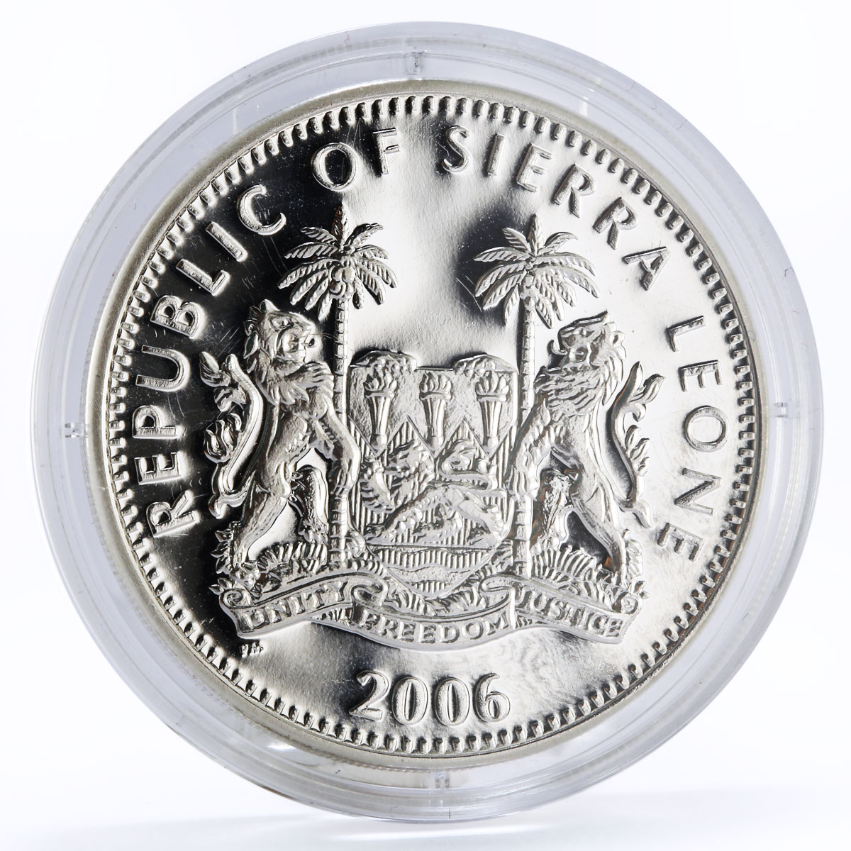 Sierra Leone 10 dollars Endangered Wildlife series Lion proof silver coin 2006