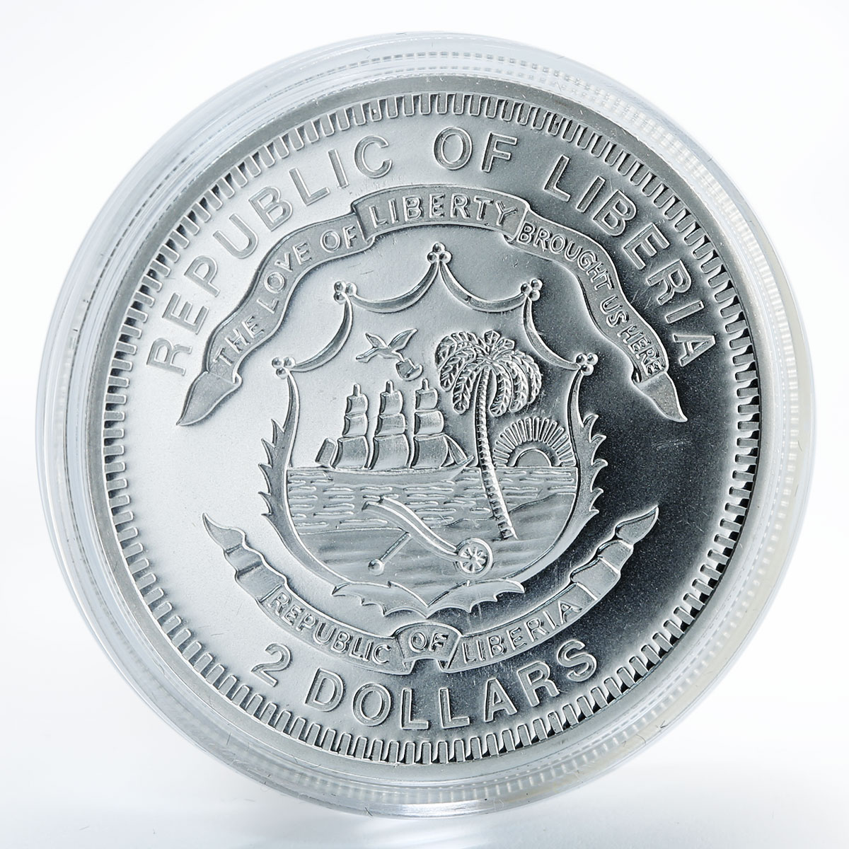 Liberia 2 dollars Merry Christmas Happy New Year Santa Claus silver coin 2010