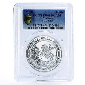 Andorra 10 diners Holy Helpers series St. George PR69 PCGS silver coin 2010