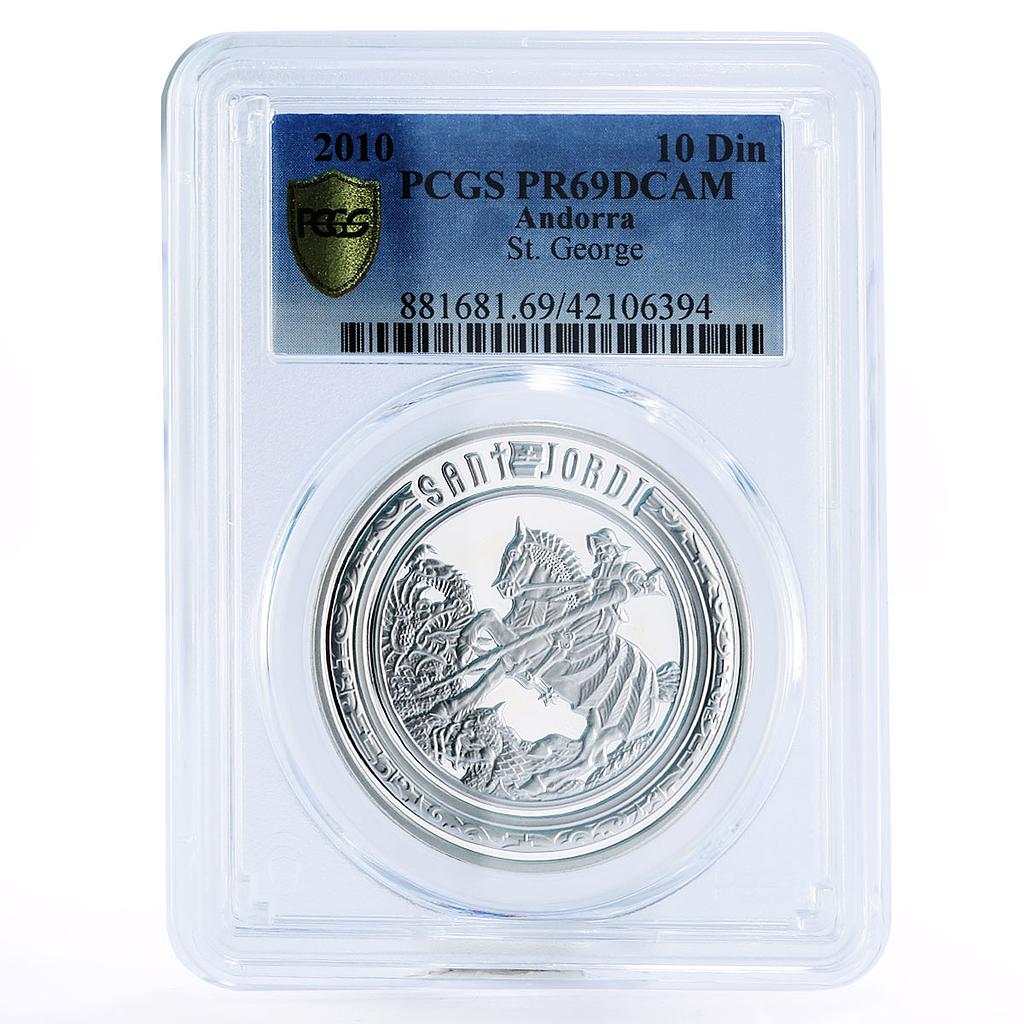 Andorra 10 diners Holy Helpers series St. George PR69 PCGS silver coin 2010