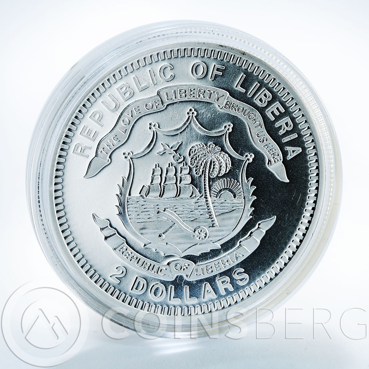 Liberia 2 dollars Merry Christmas and Happy New Year bells silver coin 2010
