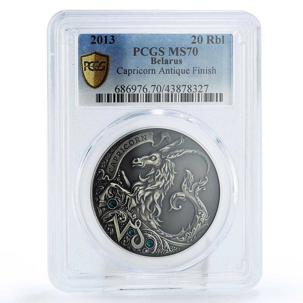 Belarus 20 rubles Zodiac Signs series Capricorn MS70 PCGS silver coin 2013