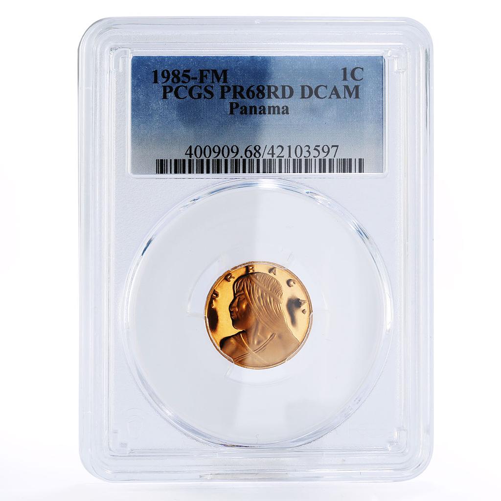Panama 1 centesimo Urraca PR68 PCGS bronze coin 1985