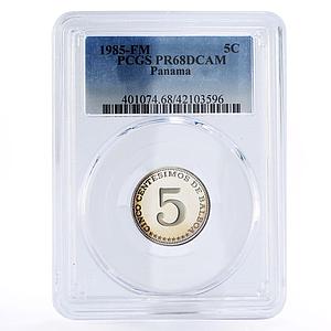 Panama 5 centesimos State Mint PR68 PCGS CuNi coin 1985