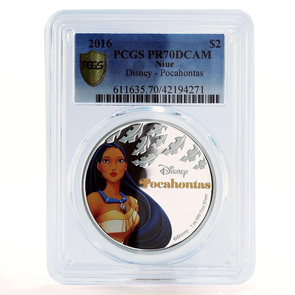 Niue 2 dollars Disney Princess series Pocahontas PR70 PCGS silver coin 2016