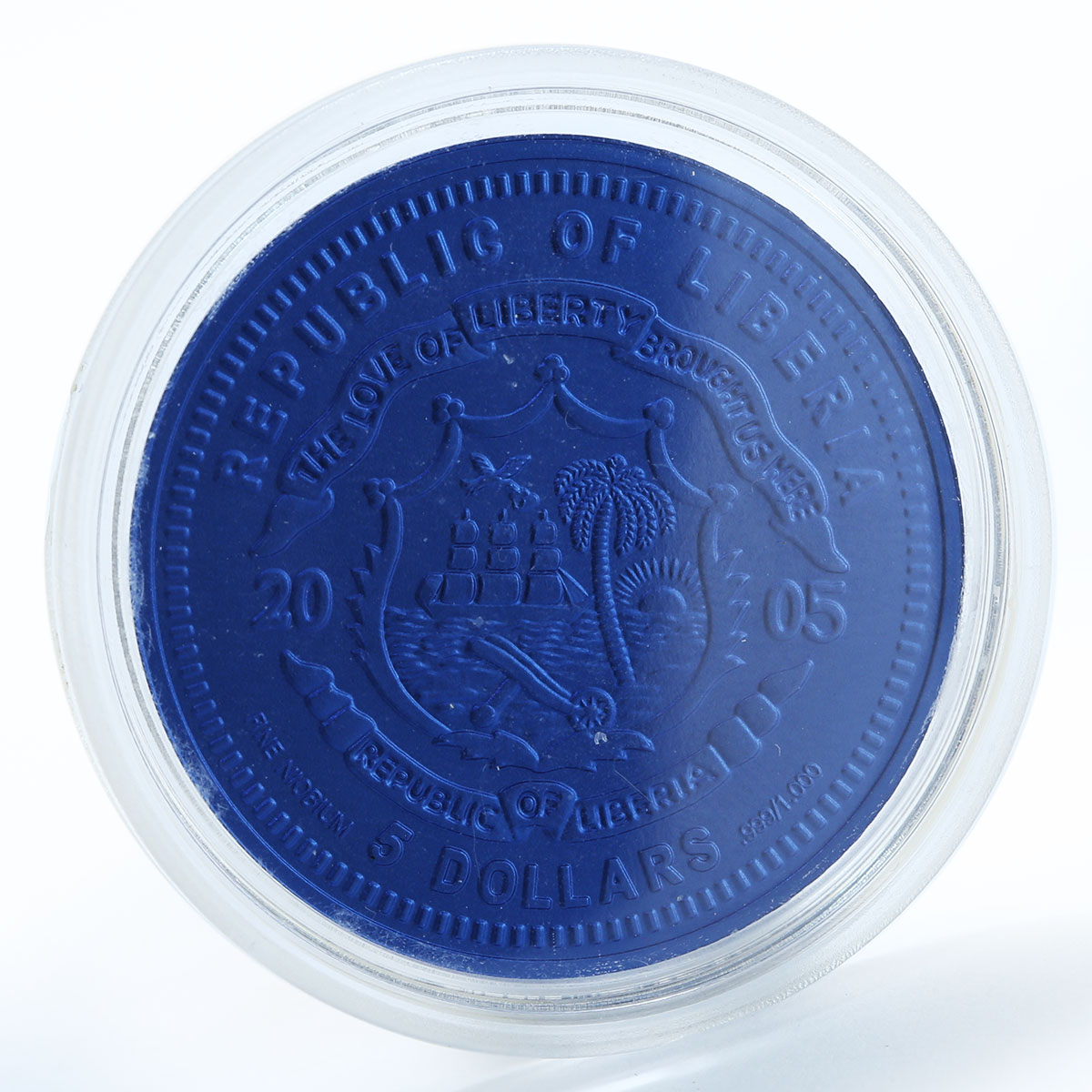 Liberia 5 dollars 10 years euro Ttriumphal Arch niobium coin 2005