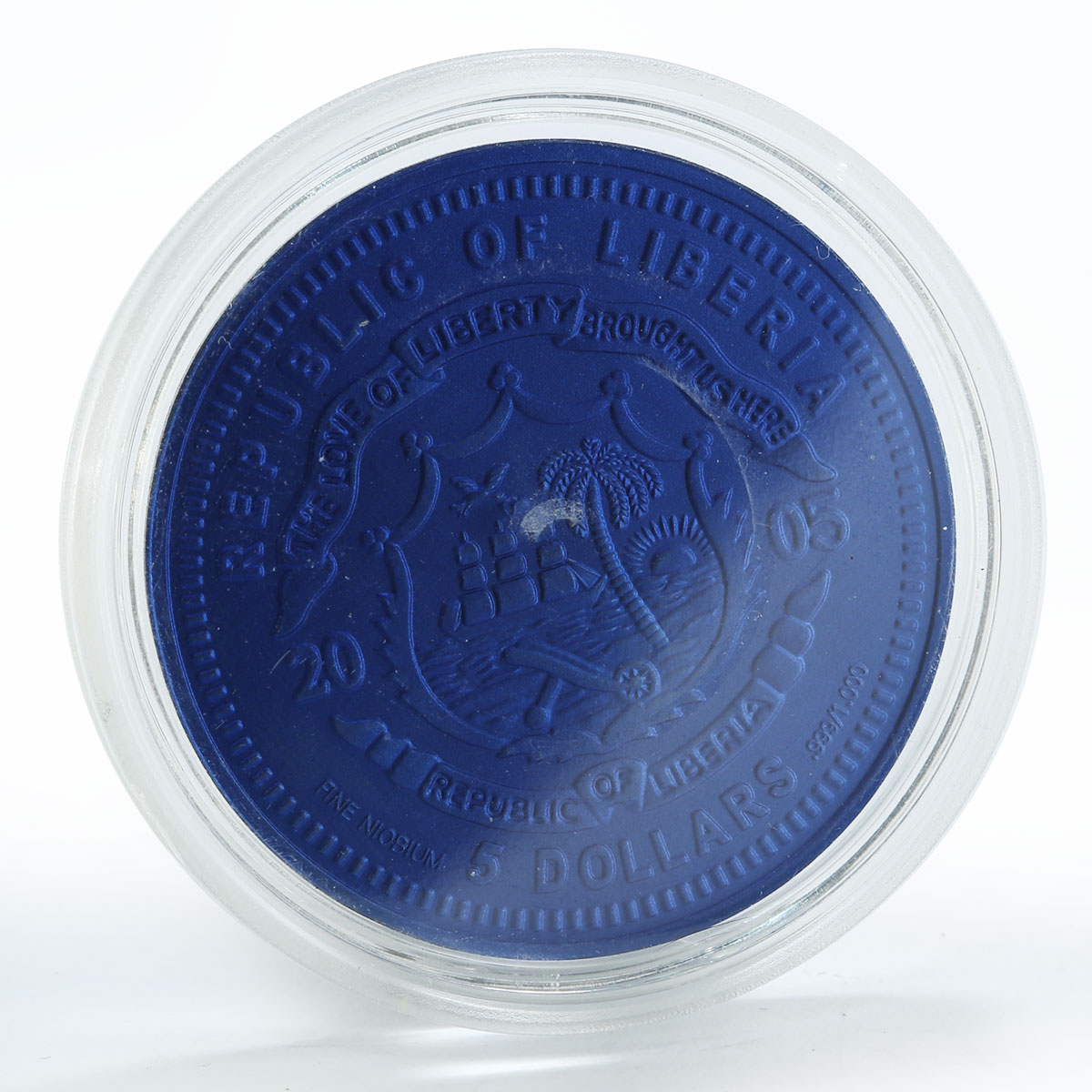 Liberia 5 dollars 10 years euro lira San Marino niobium coin 2005