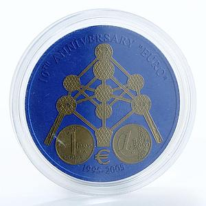 Liberia 5 dollars 10 years Euro Brussels Atomium niobium coin 2005