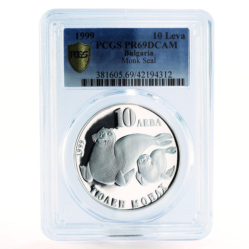 Bulgaria 10 leva Wild Animals series Monk Seal PR69 PCGS silver coin 1999