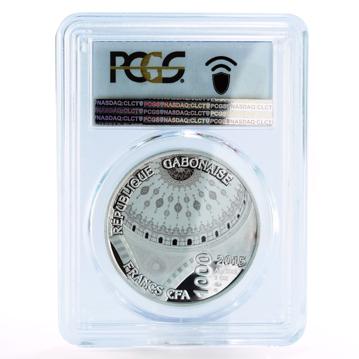 Gabon 1000 francs Mosque Heart of Chechnya Kadyrov PR70 PCGS silver coin 2015