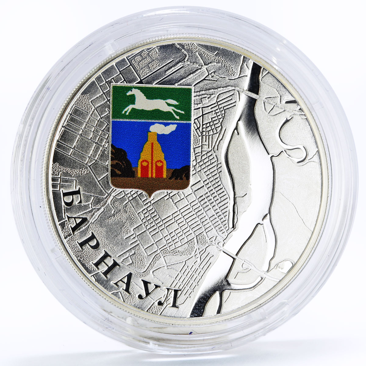Laos 50000 kip Russian Cities series Barnaul Horse silver coin 2015
