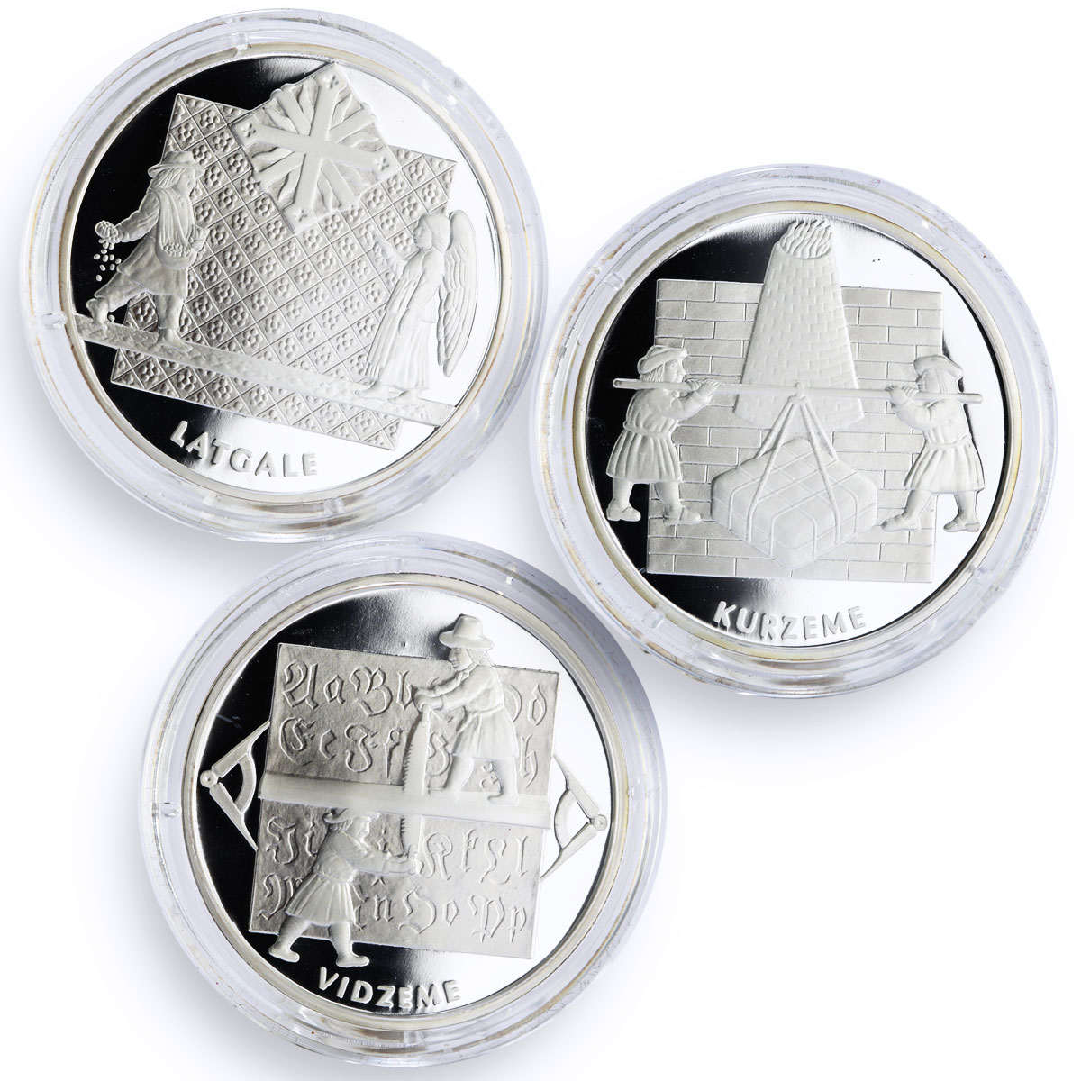 Latvia set of 3 coins Time and Values proof silver coins 2003 - 2004